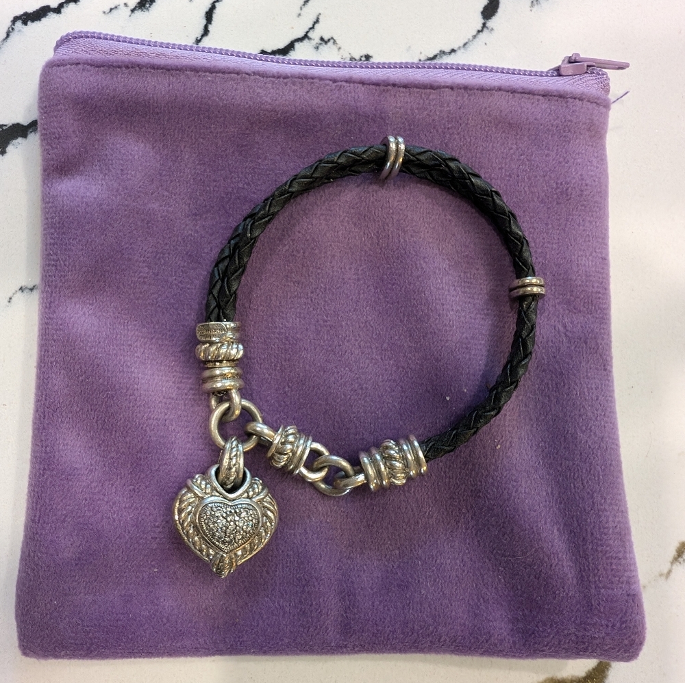 Judith Ripka Leather and sterling silver bracelet